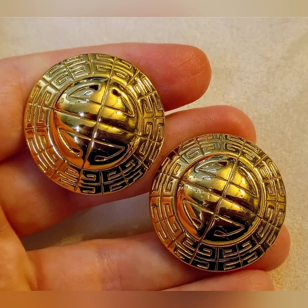 Givenchy Vintage LARGE 4G Logos All Over Clip-on Earrings
